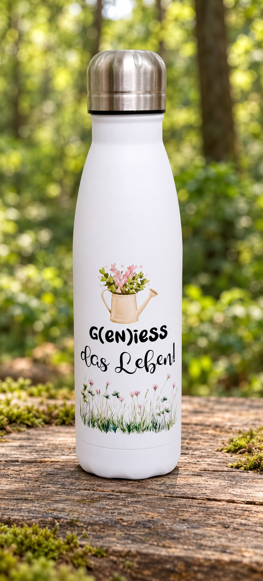 Trinkflasche Edelstahl 500 ml mit Farbdruck – geniess-das-leben-02