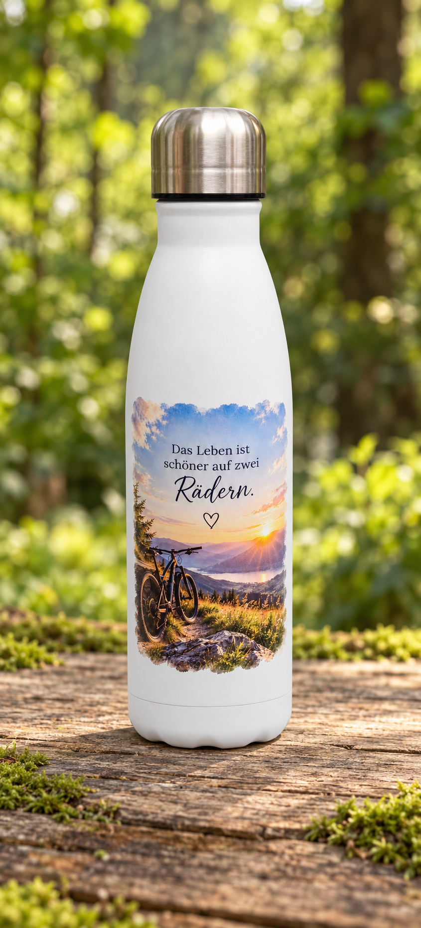 Trinkflasche Edelstahl 500 ml mit Farbdruck – fahrrad-01