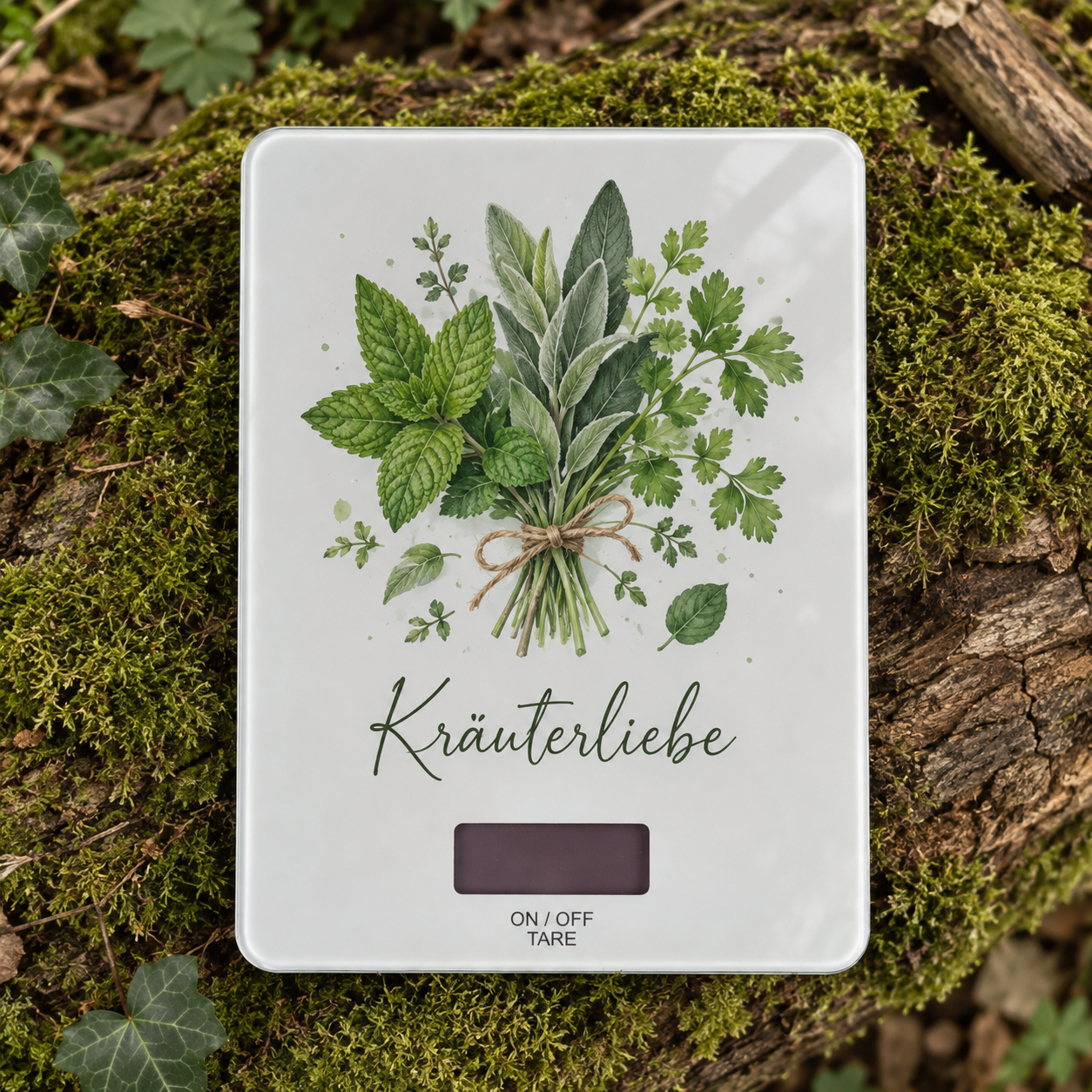 Küchenwaage Glas – Farbdruck Kräuterliebe