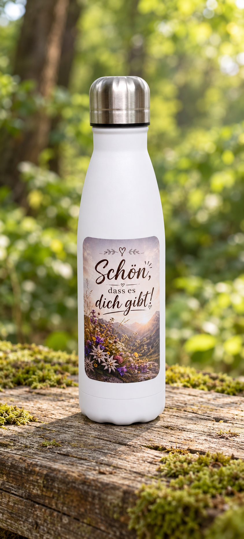 Trinkflasche Edelstahl 500 ml mit Farbdruck – schoen-dass-es-dich-gibt-02