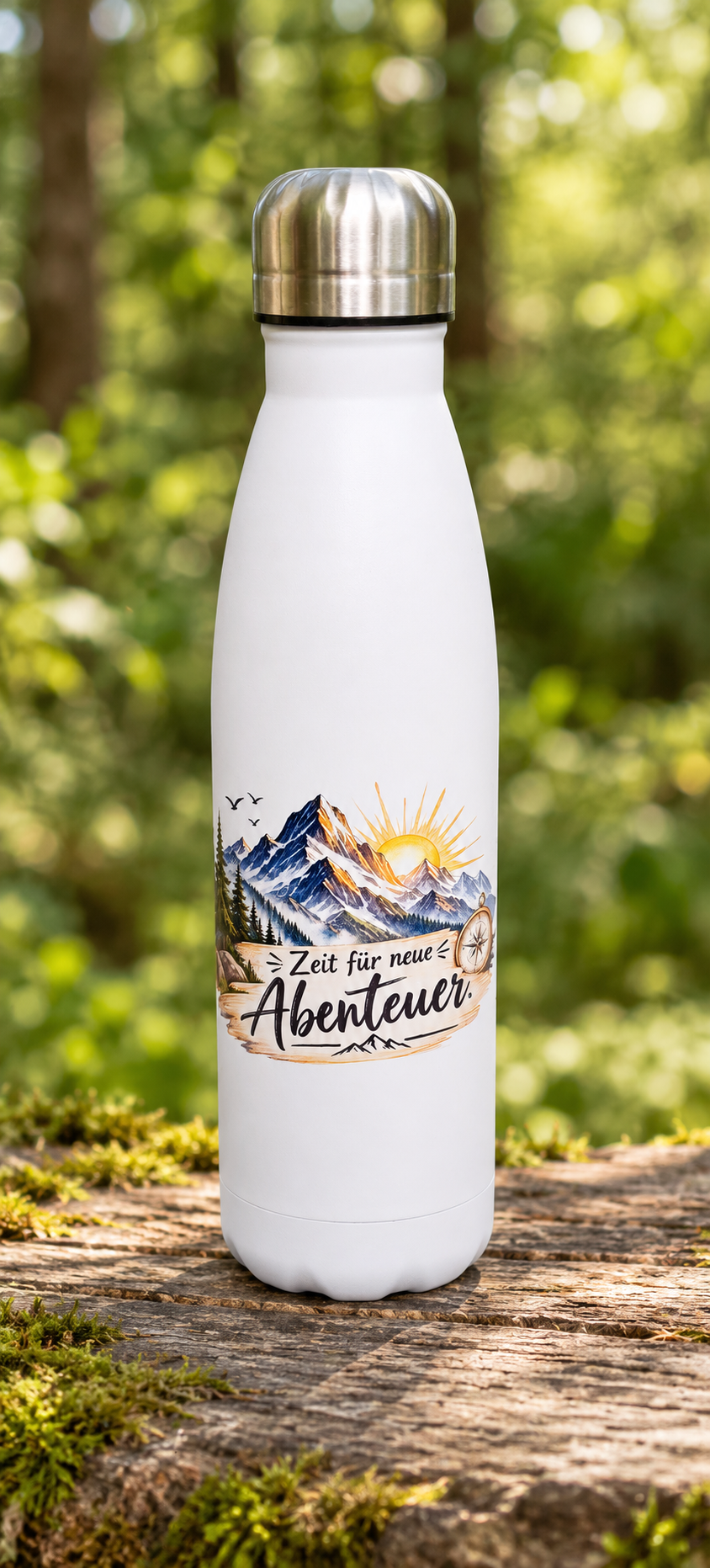 Trinkflasche Edelstahl 500 ml mit Farbdruck – abenteuer-02