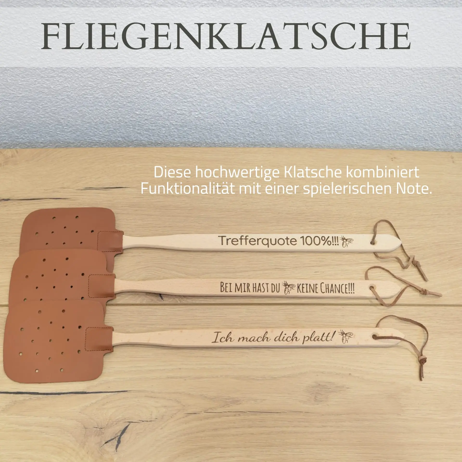 Fliegenklatsche Buchenholz – Gravurbeispiele Übersicht