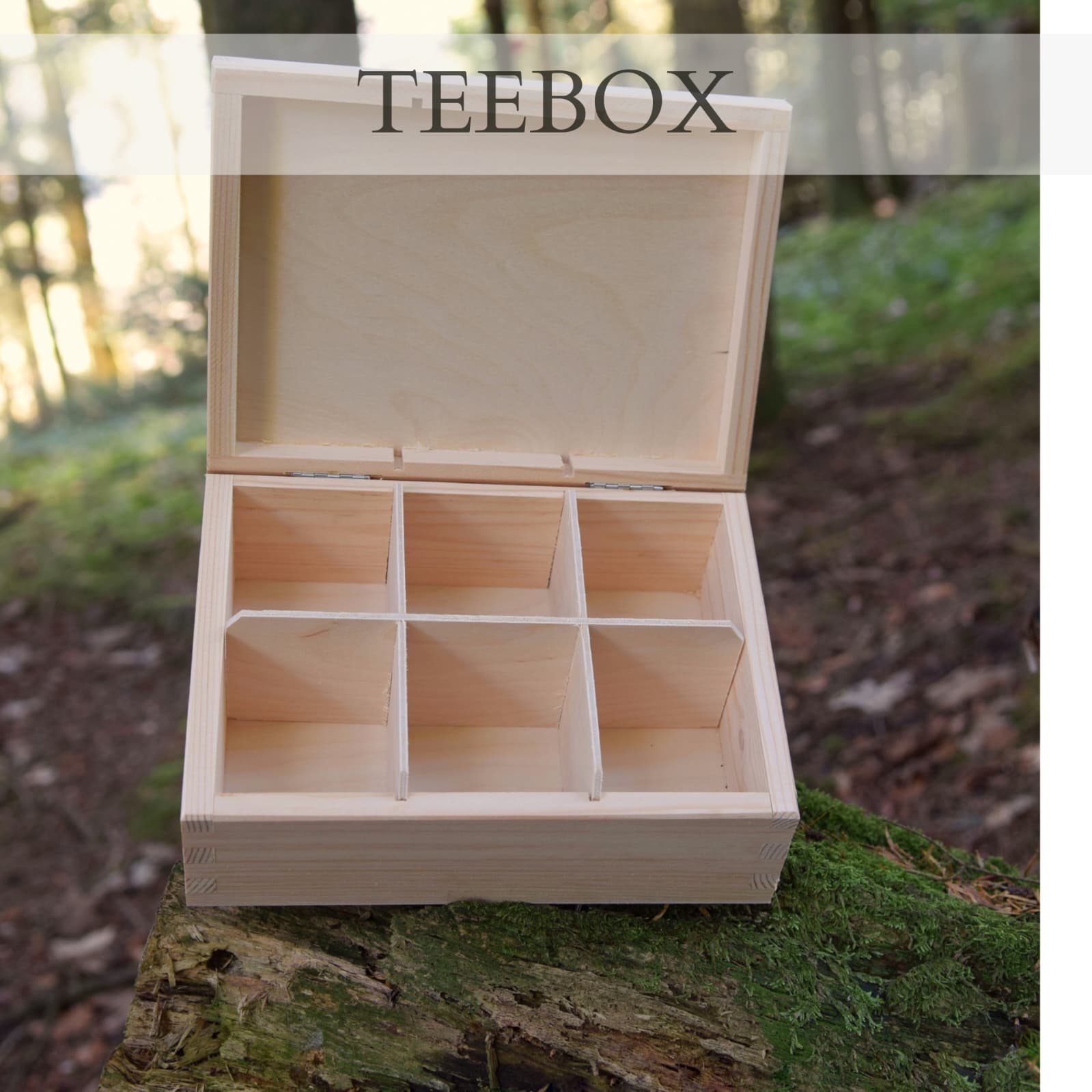 Teebox aus Holz mit 6 Fächern ohne Personalisierung