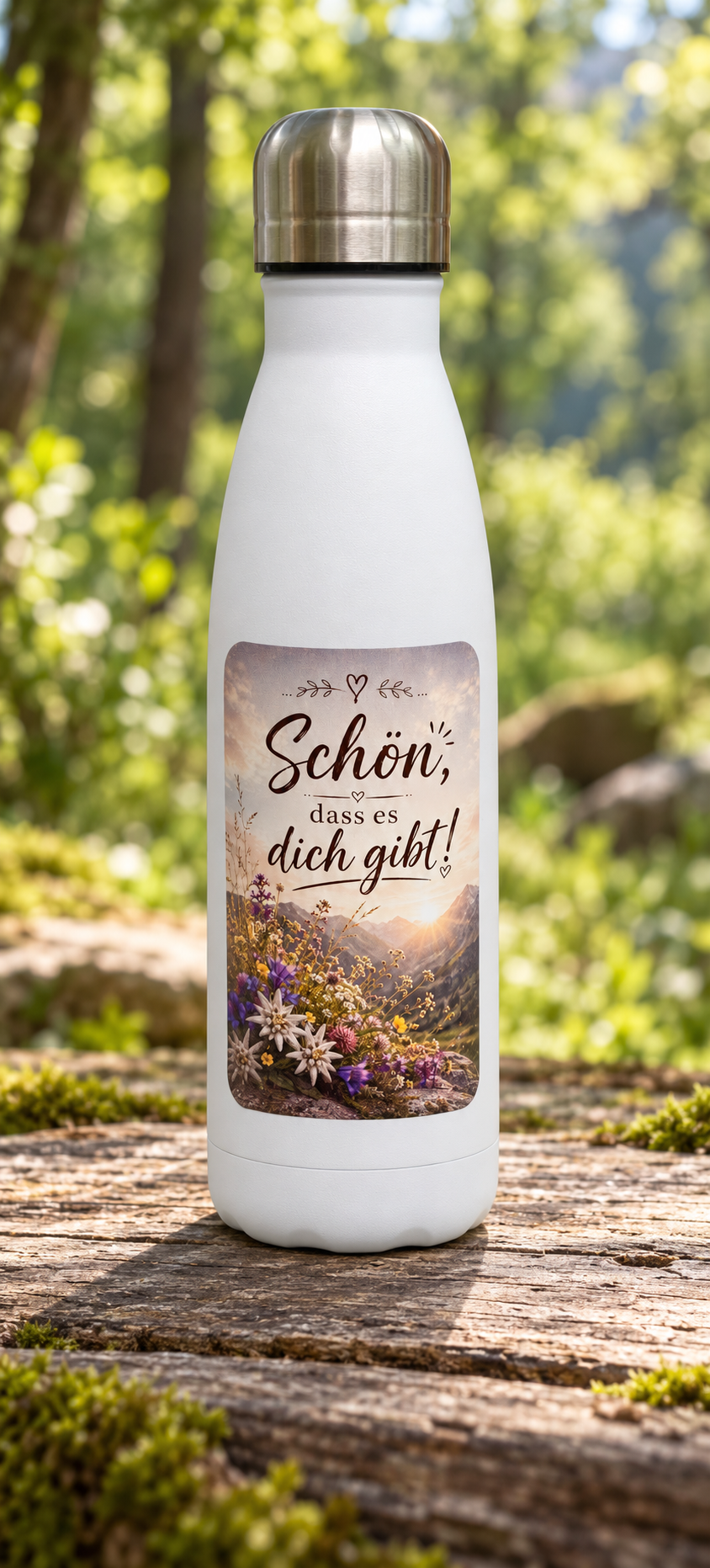 Trinkflasche Edelstahl 500 ml mit Farbdruck – schoen-dass-es-dich-gibt-01