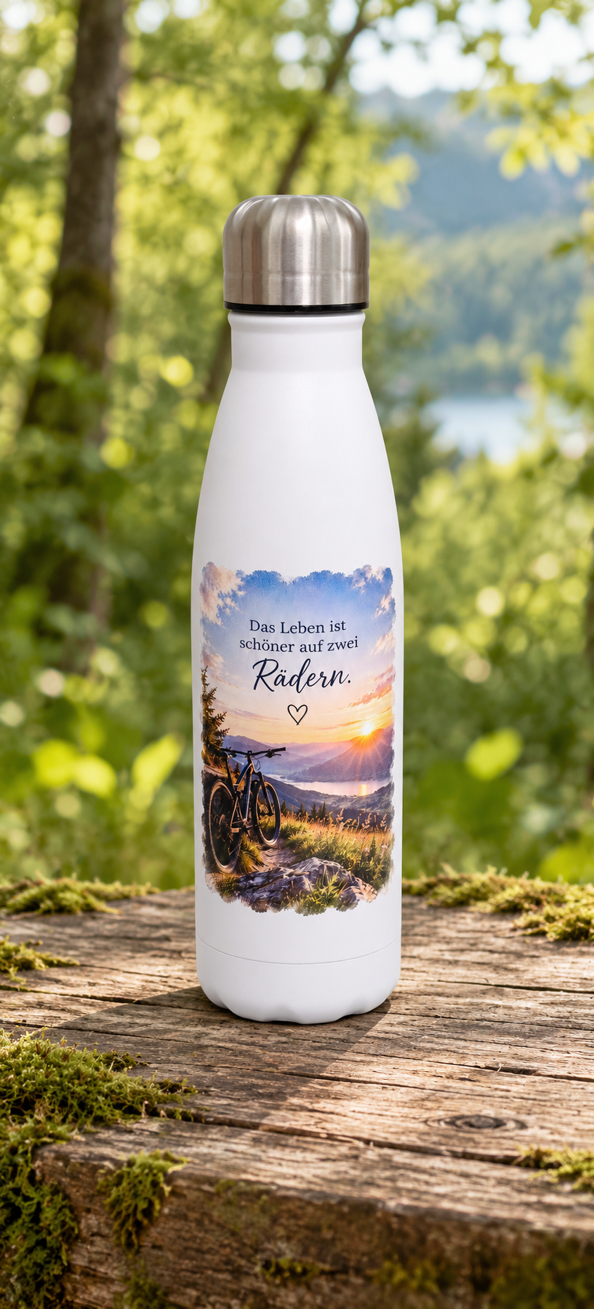 Trinkflasche Edelstahl 500 ml mit Farbdruck – fahrrad-02