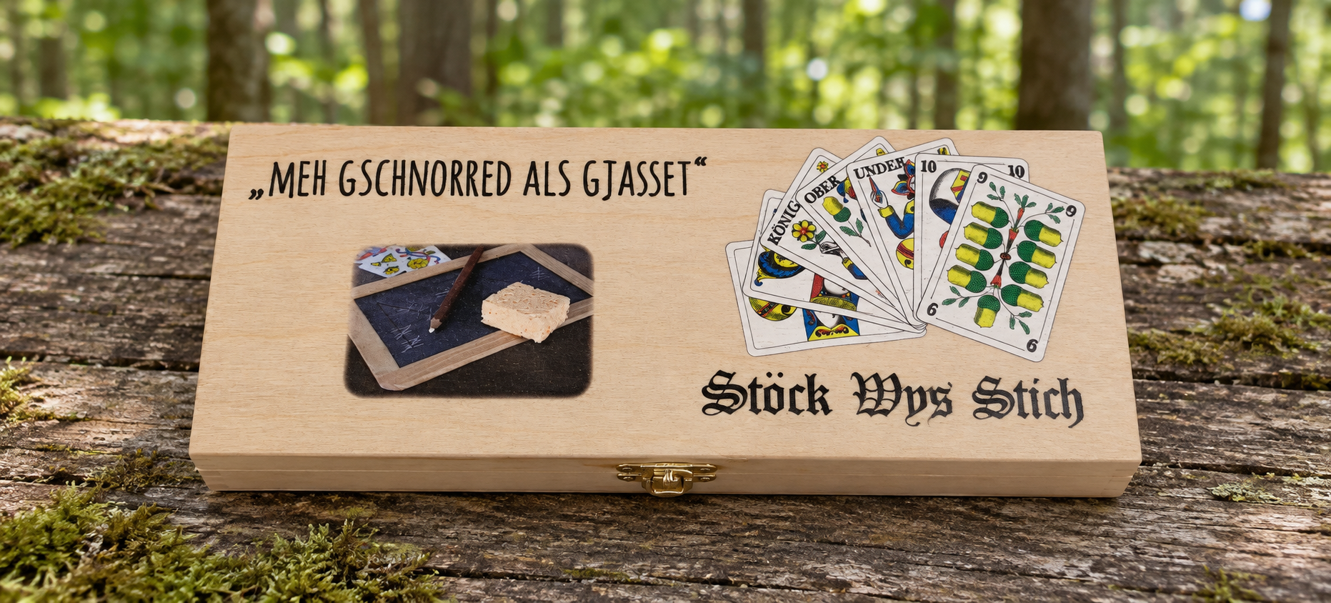 Jass-Truckli mit Farbdruck – Meh gschnorred als gjasset